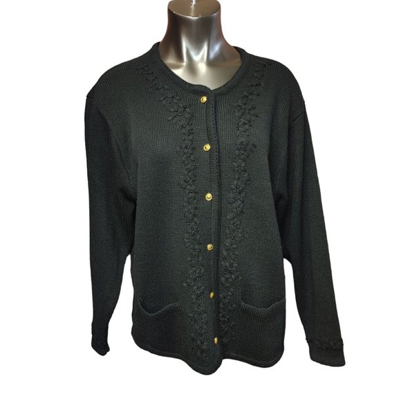 Croft & Barrows Women's Black Long Sleeve Knit Wool Cardigan Medium - Picture 1 of 3